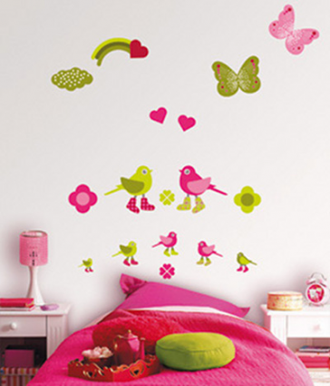 Foto Pegatinas pared Mariposas y pajaritos