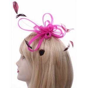 Foto peine fascinator - net espiral & fascinator de pelo de la pluma s:rosa