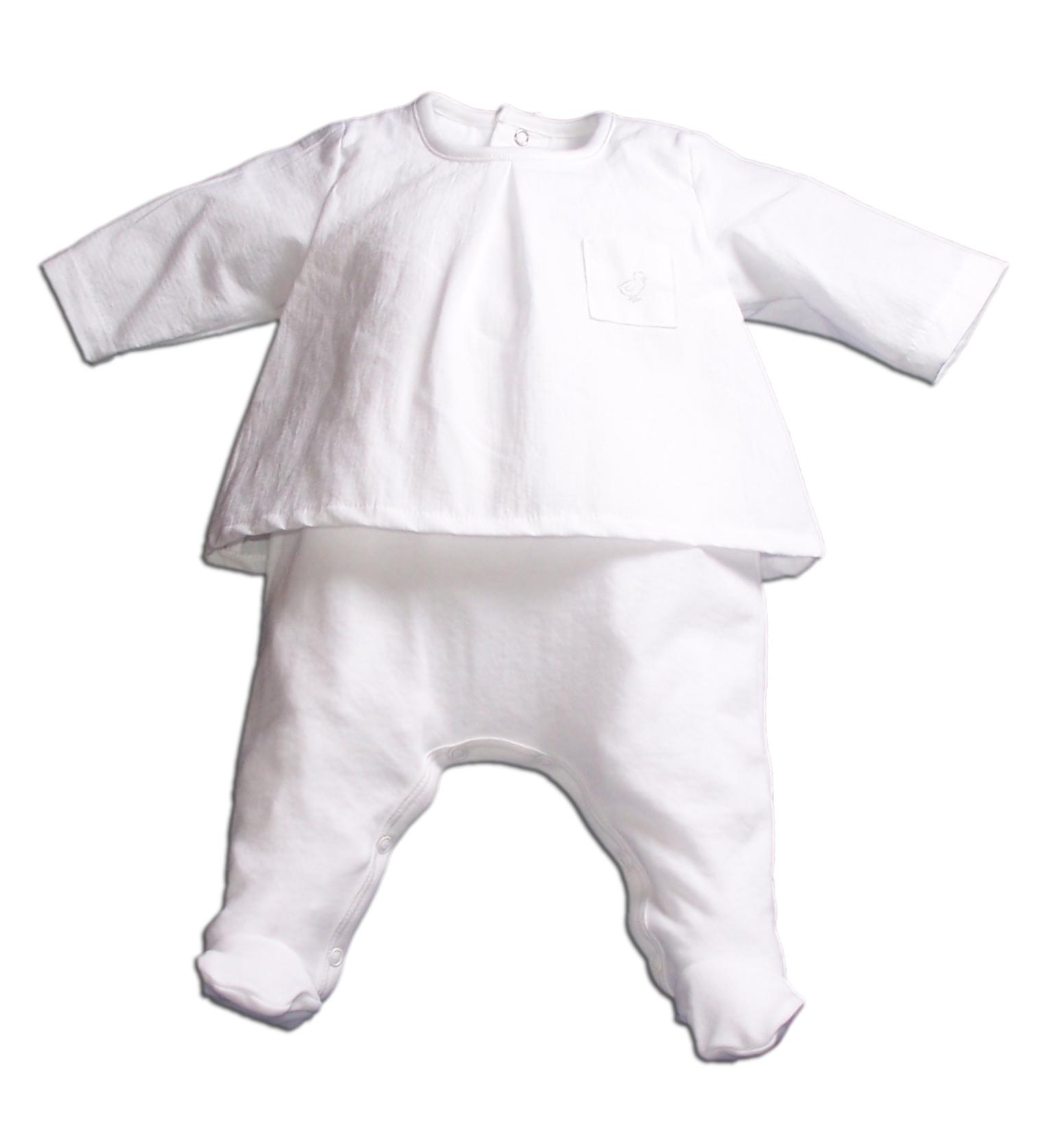 Foto Pelele blanco tipo camisa de Petit Bateau-3 meses