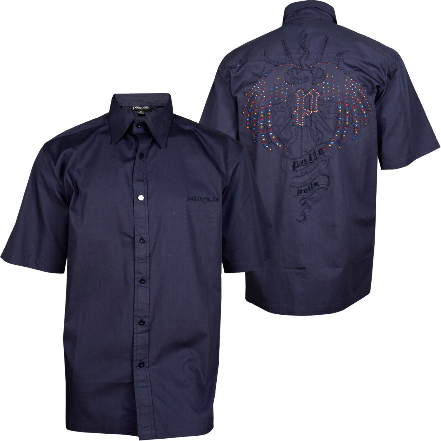 Foto Pelle Pelle Dragon Camisas De Color Azul Oscuro