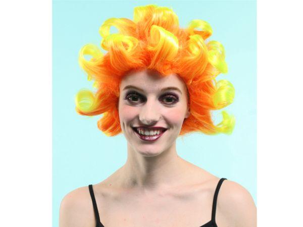 Foto Peluca Rizada Amarilla Y Naranja* ç