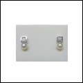 Foto Pendientes bebé oro blanco perla y brillante cuadrado