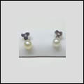 Foto Pendientes bebé oro blanco perla y brillante trébol