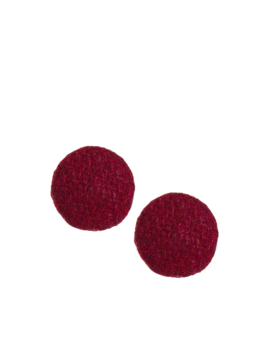 Foto Pendientes de botón Blicka de Pieces Rojo