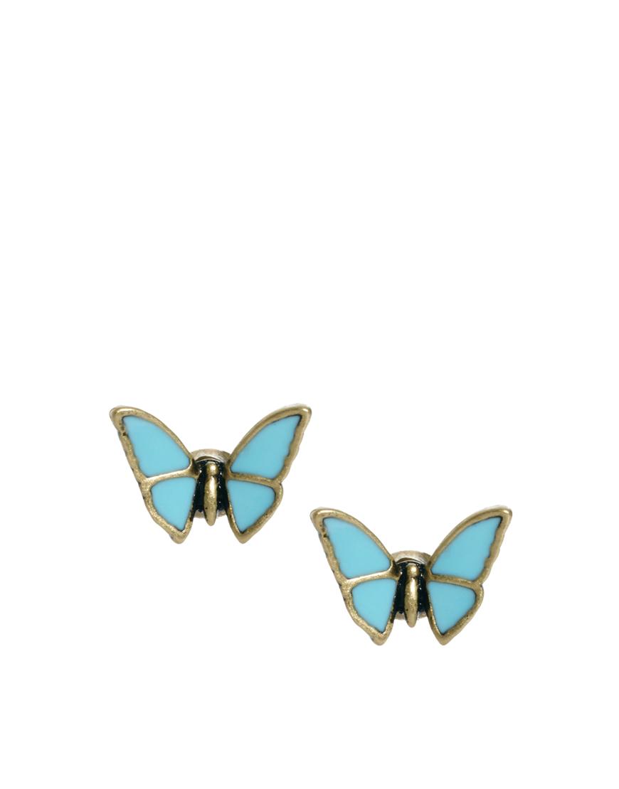Foto Pendientes de botón de mariposa de Cath Kidston Turquesa
