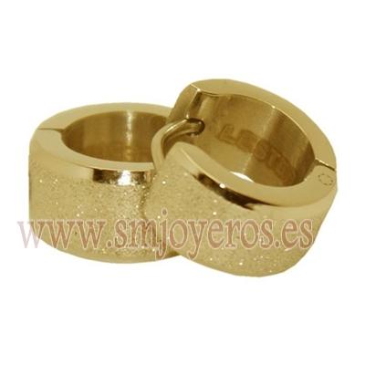 Foto Pendientes de Lestor en acero 316 L. Diamantado Gold. REF E110 E110.GD
