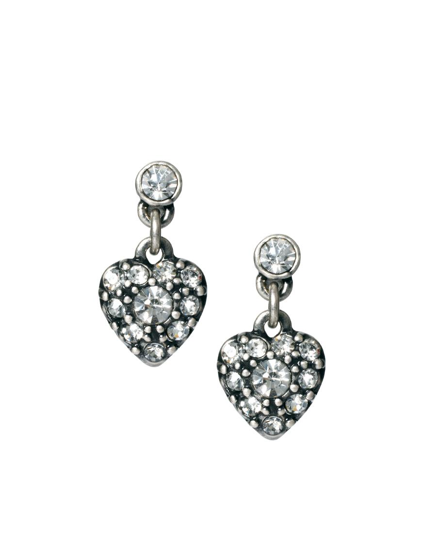 Foto Pendientes largos con corazón de cristal de Cath Kidston Plateado ...