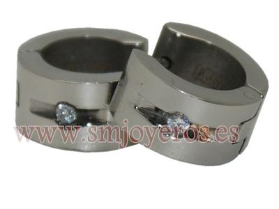 Foto Pendientes Lestor de acero 316 L. Circonita blanca (Pendientes E584.BL