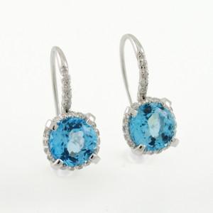 Foto Pendientes oro blanco diamantes y topazio azul aid/o001/t:01