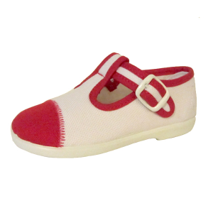 Foto Pepito lona chuches blanco puntera roja hebilla