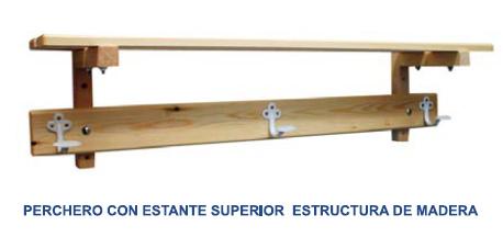 Foto Perchero de madera con estante superior 2m