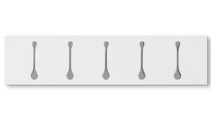 Foto Perchero metálico de pared blanco (con 5 perchas/ocultas)