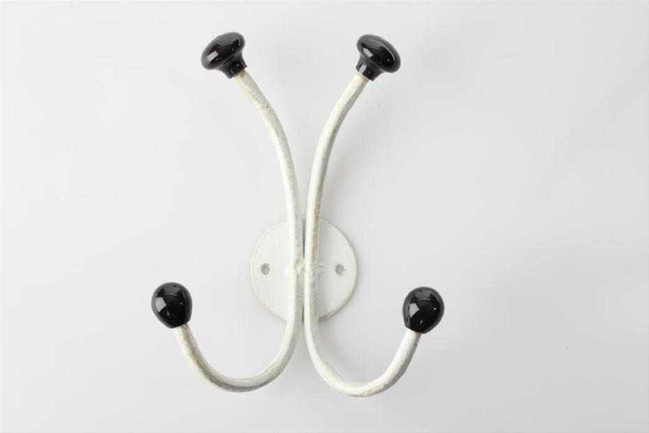 Foto Perchero pared forja ceramica blanco 2colg