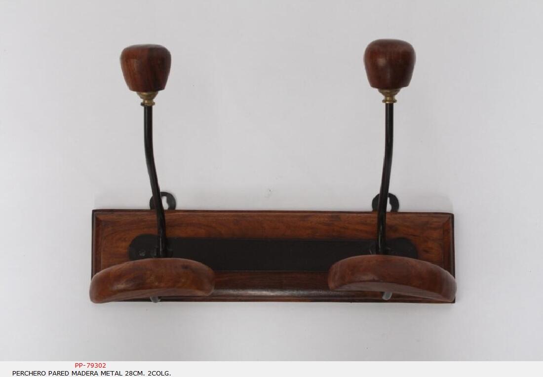 Foto Perchero pared madera metal 28cm. 2colg.