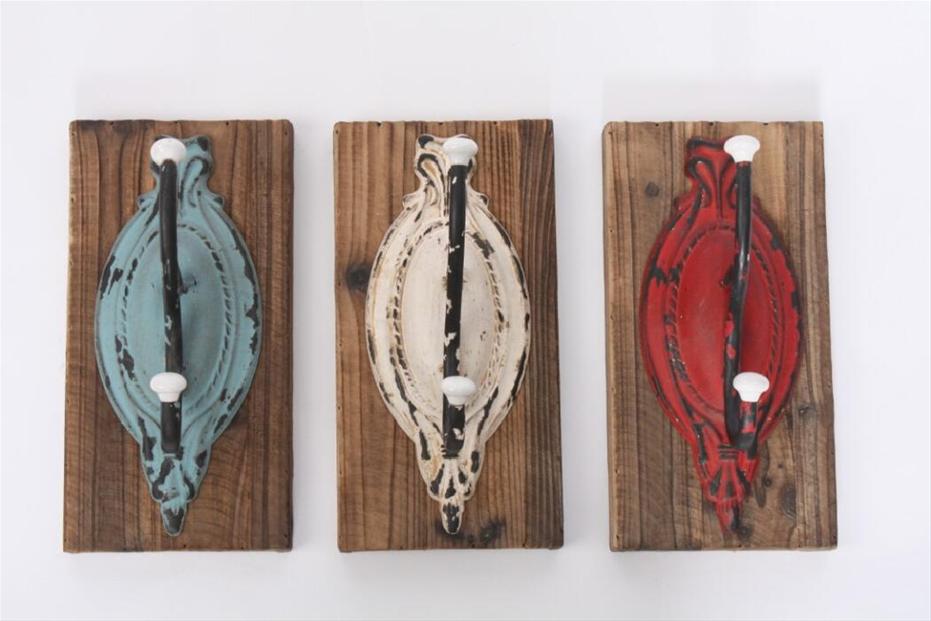 Foto Perchero pared metal madera color 3col.