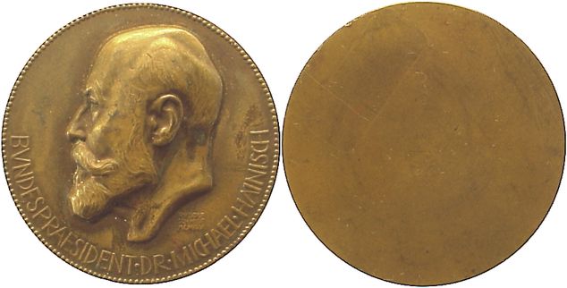 Foto Personenmedaillen Einseitige Bronzemedaille 1925
