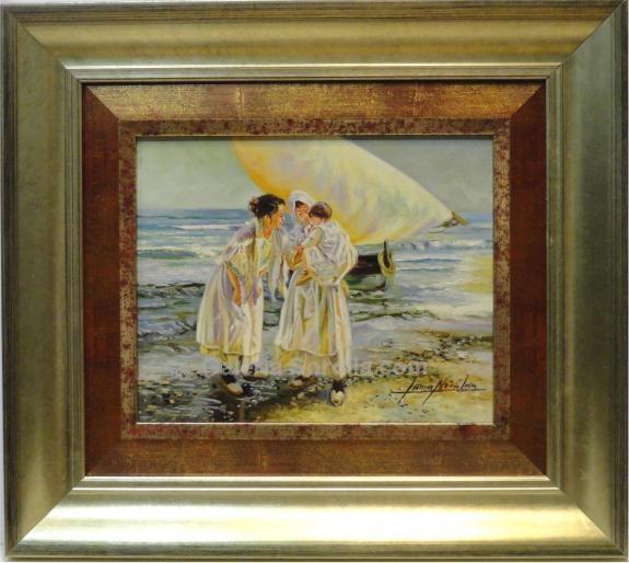 Foto Pescadoras | Pinturas de figuras en la playa en óleo sobre lienzo