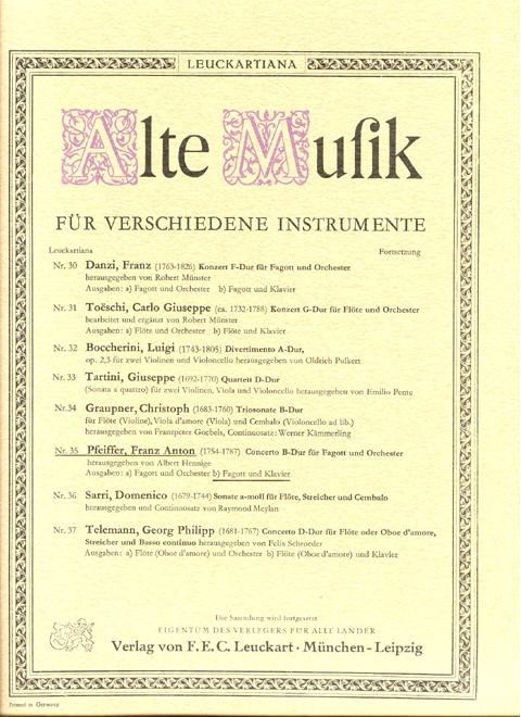 Foto pfeiffer, franz anton (1754-1787): concerto b-dur für fagott