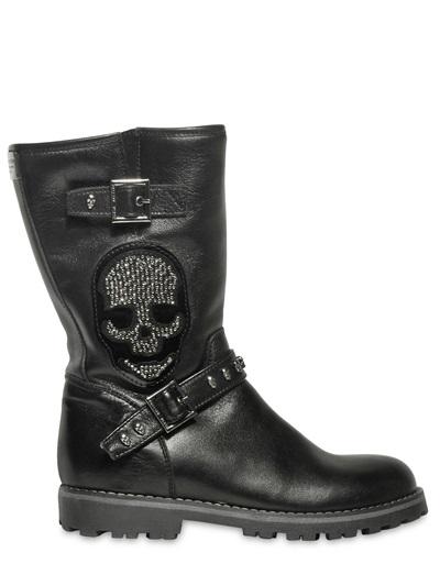 Foto philipp plein petite botas biker de piel
