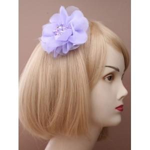 Foto pico de broche para el cabello - flores de gasa perla perla aga:lila