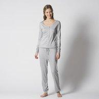 Foto Pijama corte mono-pantalón mangas largas 100% modal - Soft Grey
