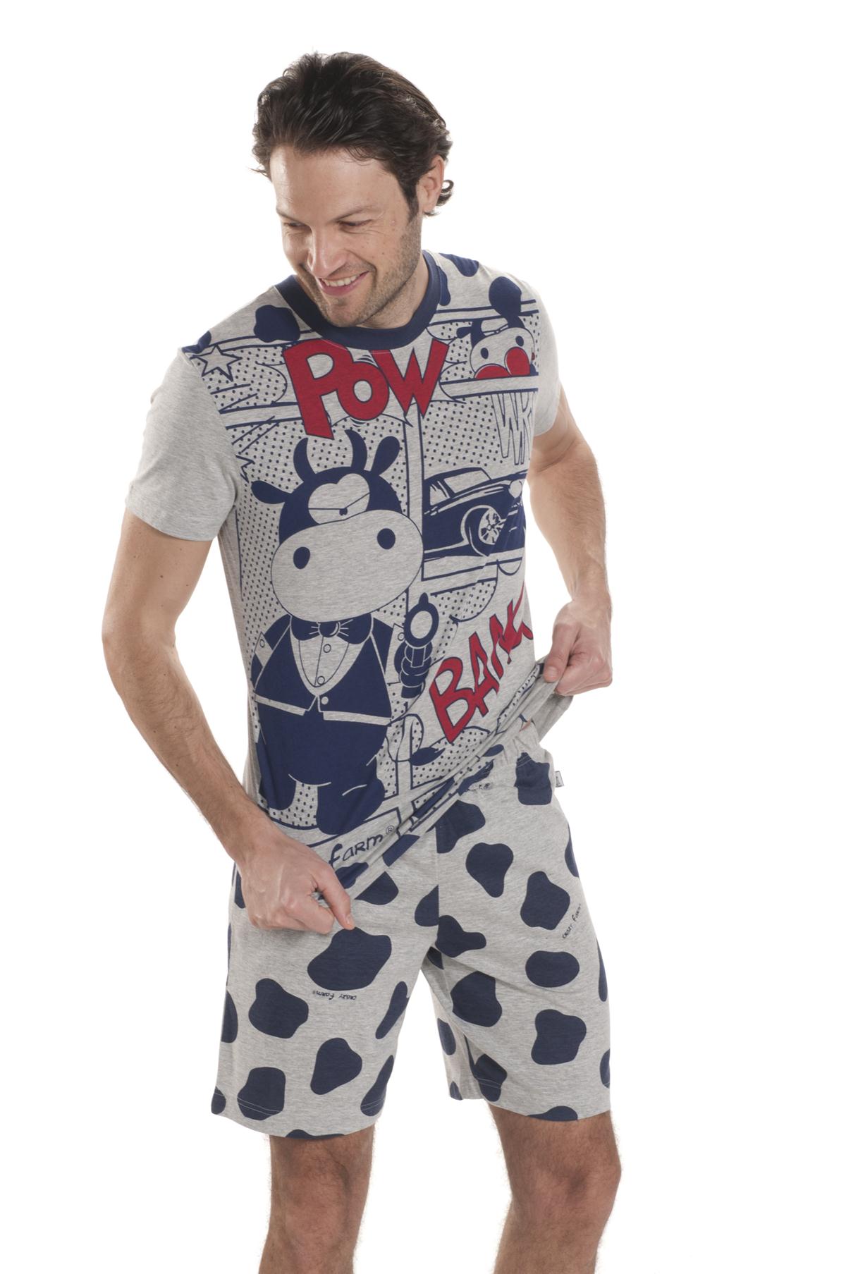 Foto Pijama de hombre de manga corta estampado comic de crazy farm
