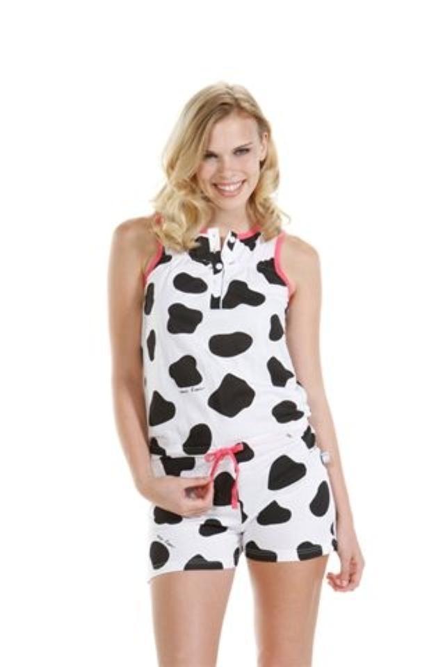 Foto Pijama de mujer tipo mono de tirante estampado vaca de crazy farm