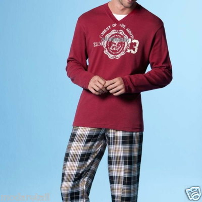 Foto pijama hombre manga larga abanderado neo rojo 100% algodón talla xl ¡¡oferta