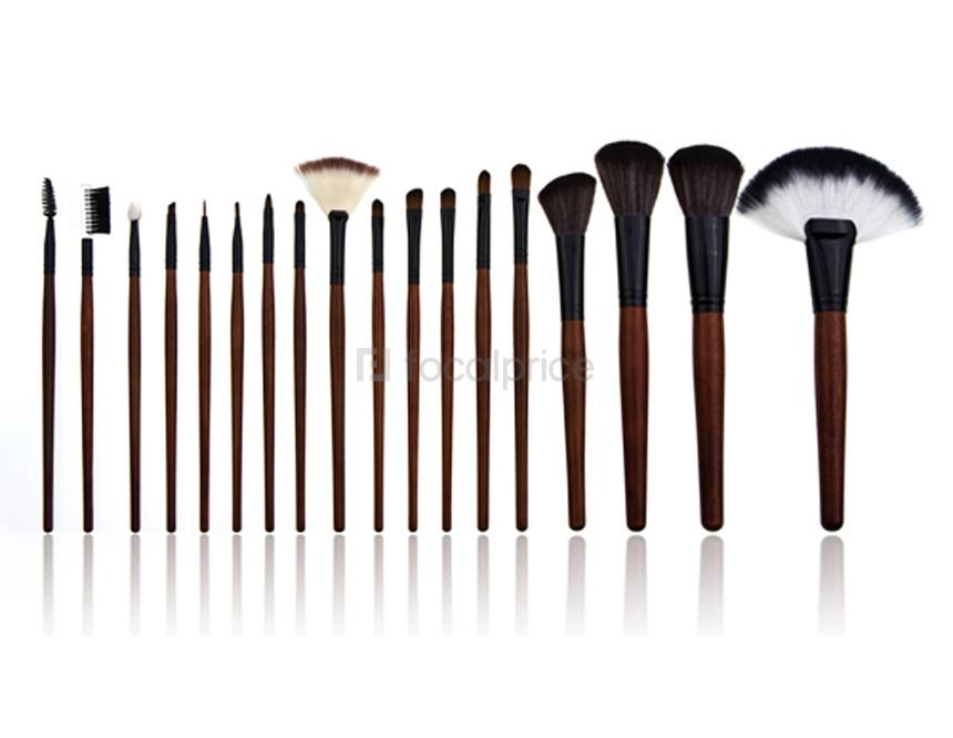 Foto Pinceles de maquillaje cosmética profesional con funda de cuero de imitación Dieciocho piezas de este conjunto