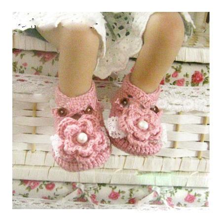 Foto Pink Crochet Zapatos beb de la flor como regalo d