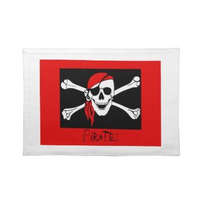 Foto Piratas - negros y cráneo rojo del pirata Manteles Individuales