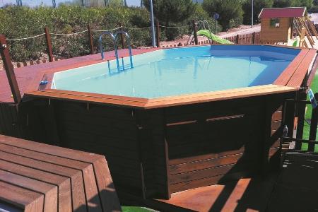 Foto Piscina Kokido de madera maciza Octogonal 645x410x130 - Cod. PM004CS