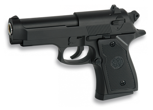 Foto Pistola de muelle serie metálica Airsoft color negro Cyma peso 335g Calibre 6 mm Potencia 55 m/s 35613