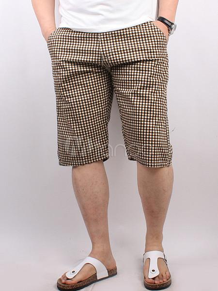 Foto Plaid inteligente bolsillos de pantalones cortos de algodón hombres
