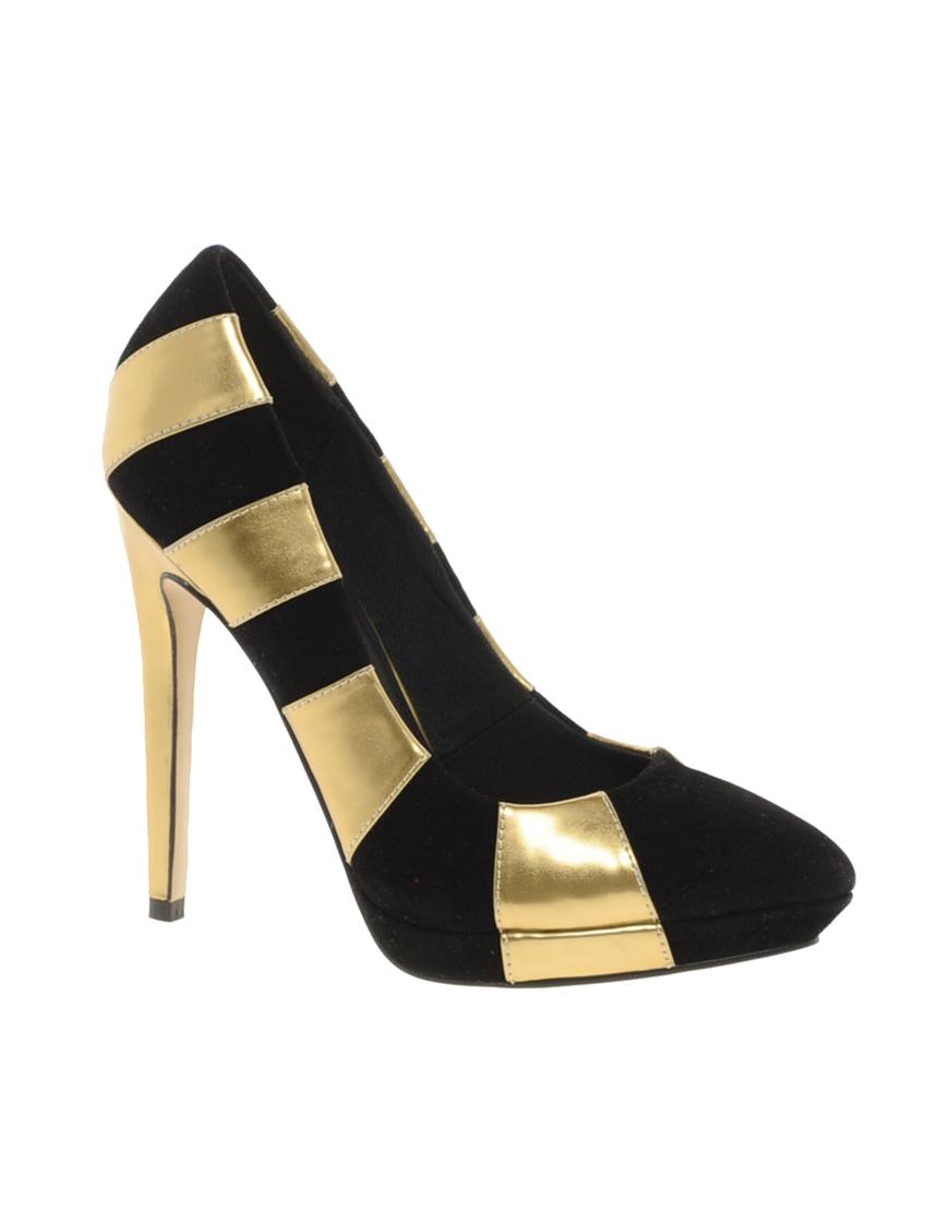 Foto Plataformas en punta metalizadas PROP de ASOS Black/gold stripe