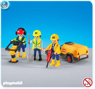 Foto playmobil 3 obreros 7451 obra figura en bolsa figure cuidad city construccion