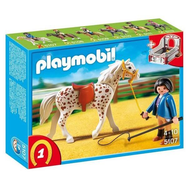 Foto Playmobil 5107 - caballo y monitora + 5110 - trakehner con establo mar
