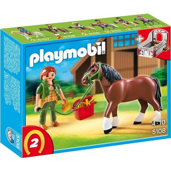 Foto Playmobil 5108 - shire con establo rojo y gris + 5111 - caballo de adi