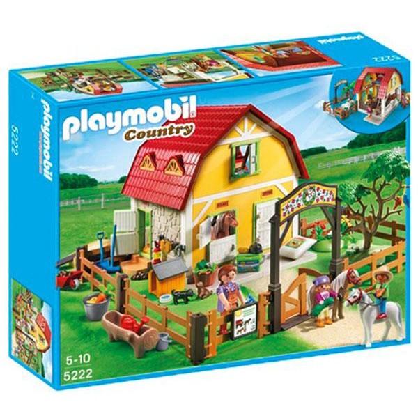 Foto Playmobil 5222 - rancho de ponis + 5110 - trakehner con establo marrón