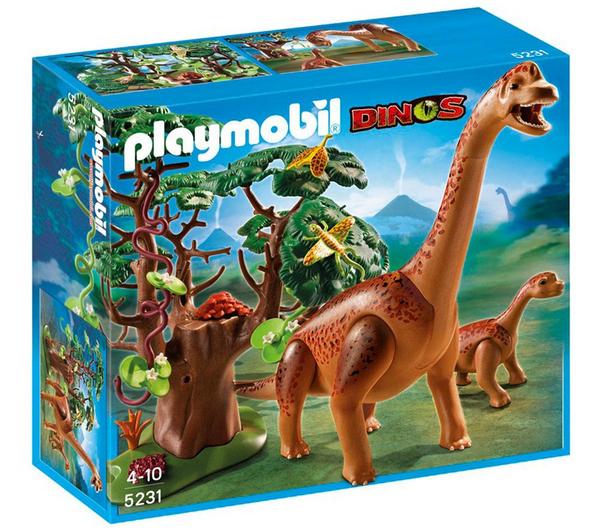 Foto Playmobil 5231 - braquiosaurius con bebé + 5237 - moto explorador