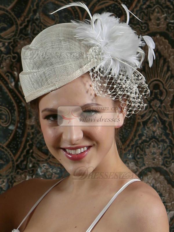Foto Pluma de la manera con los granos Wedding Hat Fascinator