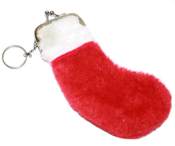 Foto Plush Christmas Stocking Shape Purse Key Ring 14cm
