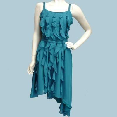 Foto Poems: vestido turquesa volantes bajo asimetrico