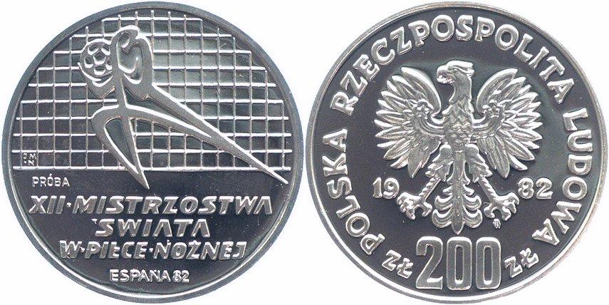 Foto Polen 200 Zt Probe Spieler nach links 1982