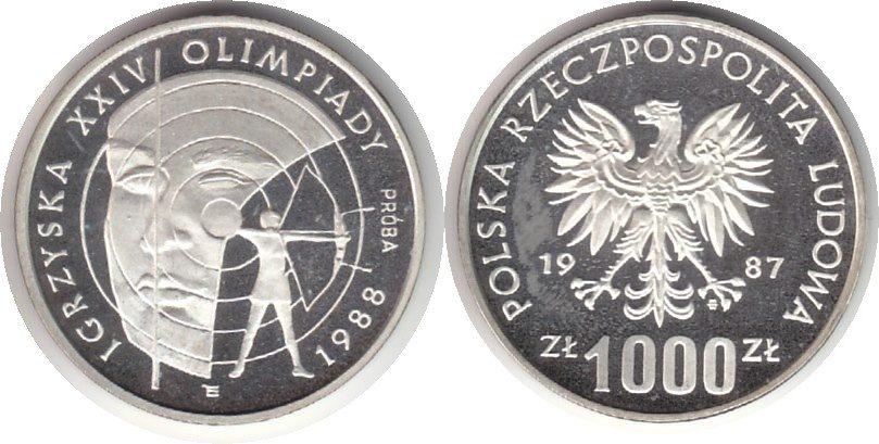 Foto Polen Probe zu 1000 Zloty 1987