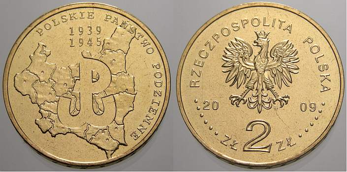 Foto Polen-Republik 1990 bis Heute 2 Zlote (Untergrundstaat) 2009