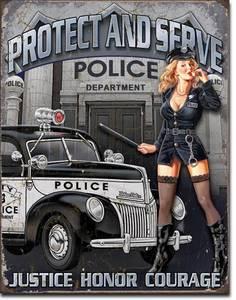 Foto Police Dept. Protect Serve metal sign