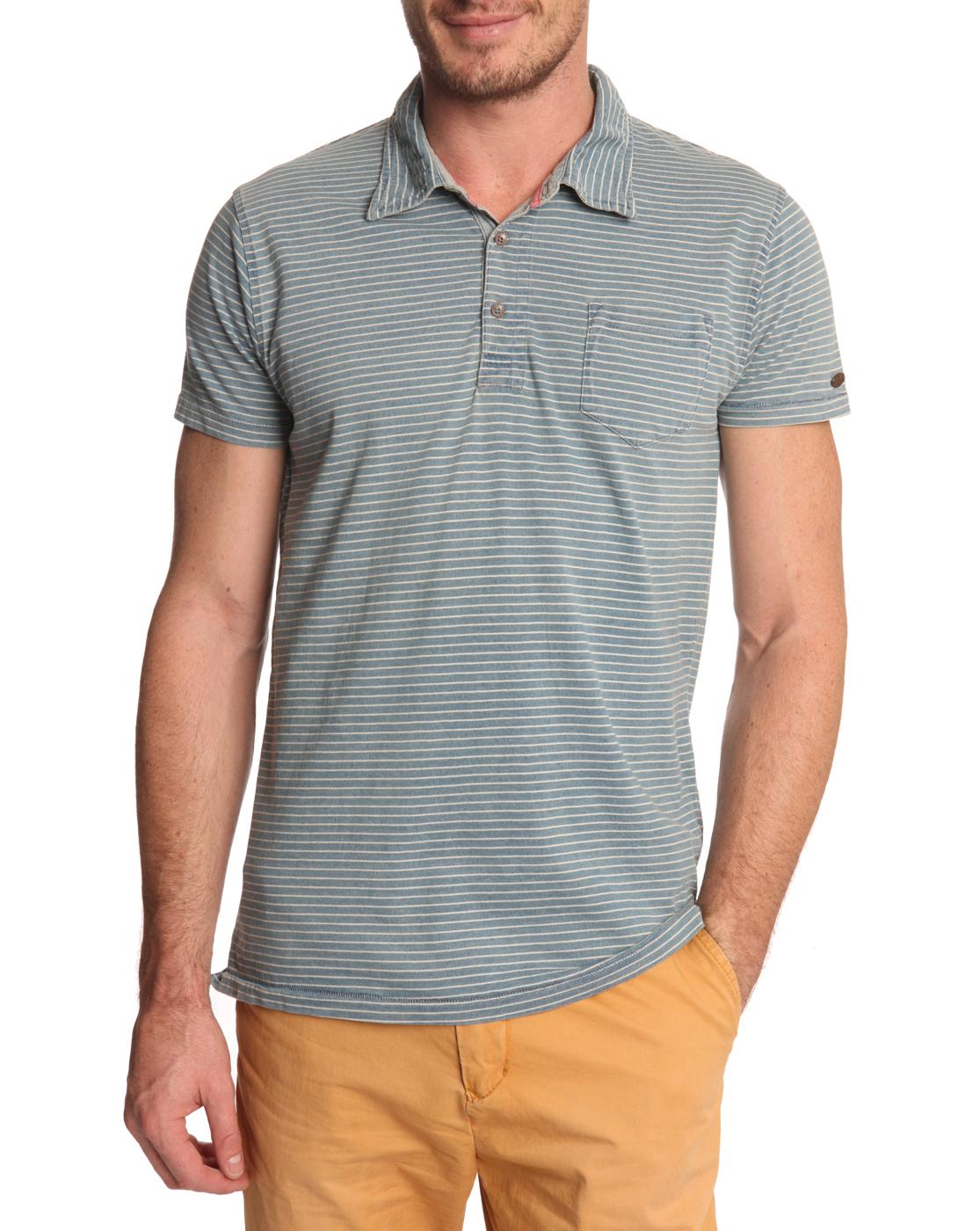 Foto Polo azul índigo de rayas