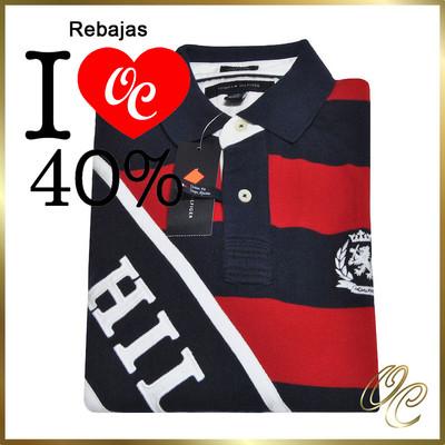 Foto Polo M/c Tommy Hilfiger Hombre Rugby Diagonal Rojo Talla L