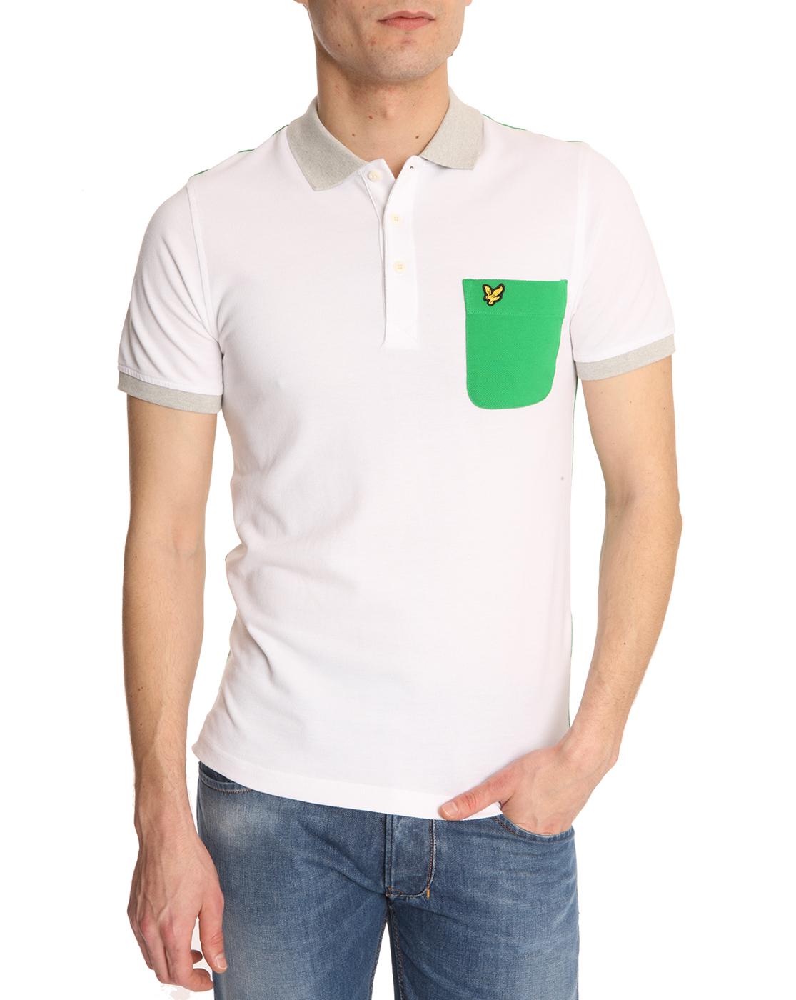 Foto Polo piqué bolsillo y espalda contrastados blanco